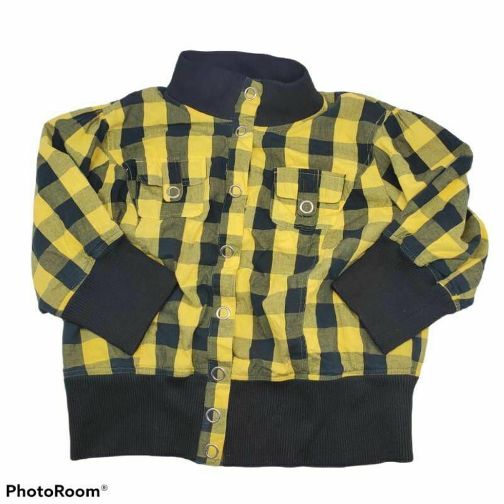 Apollo Womens Jacket Yellow Plaid Mock Neck Pl 2X